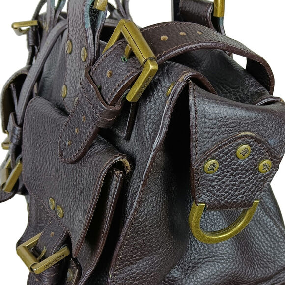 VTG British Mulberry Roxanne Brown Leather Handbag 1800s Victorian Steampunk - Picture 7 of 13